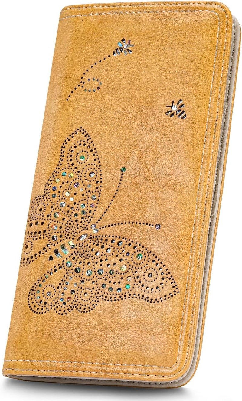 KITEVIUN RFID Wallet Women Ultra Slim Thin Womens Wallet Compact Clutch Long Ladies Wallet for Women YELLOW - Image 1